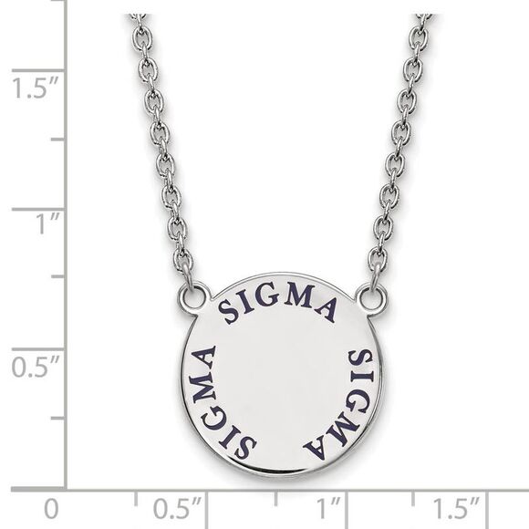 Sterling Silver Sigma Sigma Sigma Large Navy Enamel Necklace - Picture 2 of 4